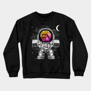 Astronaut Lifting HEX Coin To The Moon HEX Crypto Token Cryptocurrency Blockchain Wallet Birthday Gift For Men Women Kids Crewneck Sweatshirt